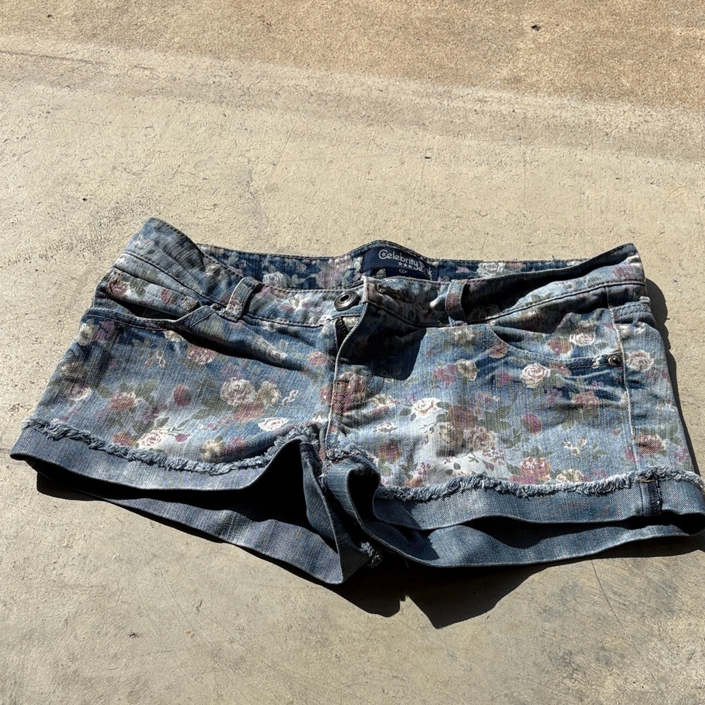 Celebrity Pink Floral Jean Shorts